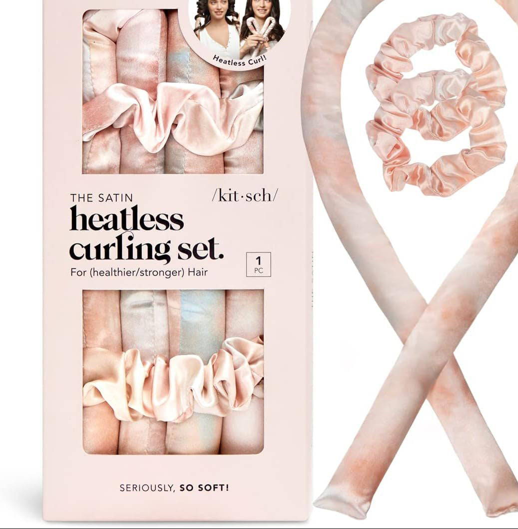 Satin No-Heat Curling Wand Set for Effortless Hair Styling