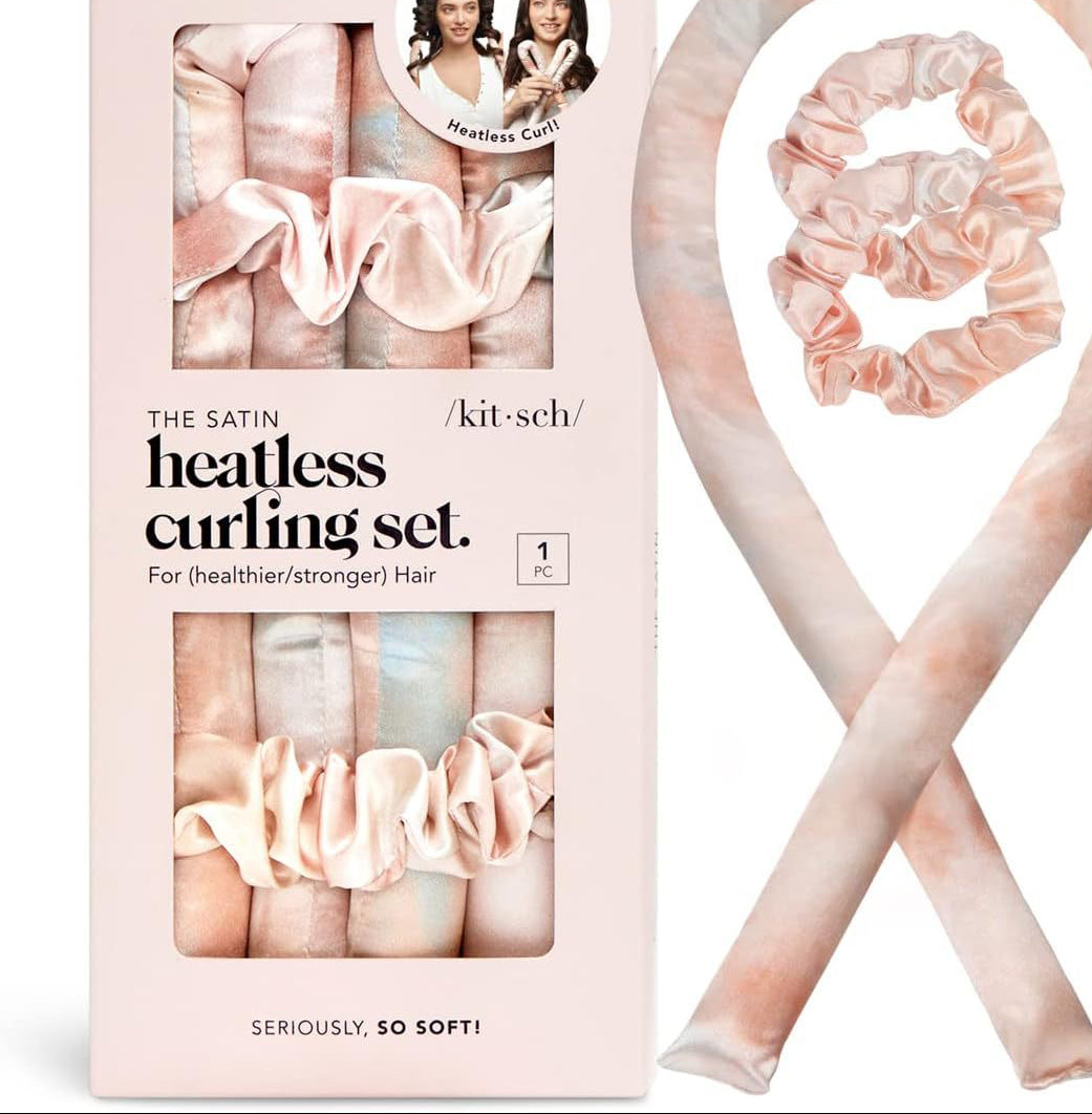 Satin No-Heat Curling Wand Set for Effortless Hair Styling